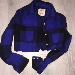 Blue plaid “boyfriend fit” shirt